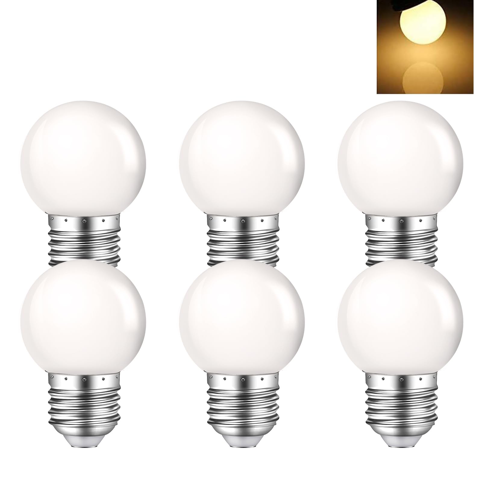 MZyoyo LED Night Light Bulb,E26 E27 G45 G14 Base 1W Night Light LED Edison Bulb,Soft White 3000K,Not Dimmable LED Globe Bulb,for Ceiling Fan,Night Light,Chandelier,Vanity Light Bulb AC120V 6 Pack