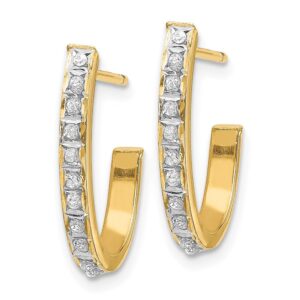 14k Yellow Gold Diamond Fascination Post J Hoop Earrings Fine Jewelry For Women Gifts For Her