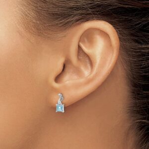 925 Sterling Silver Diamond and Sky Blue Topaz Square Shape Post Earrings Fine Jewelry For Women Gifts For Her