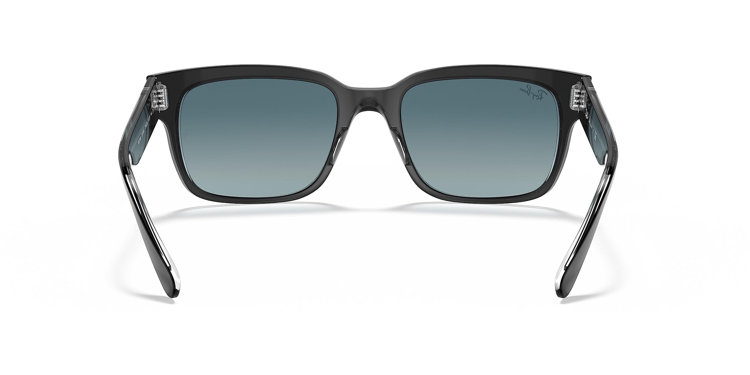 Ray-Ban Men's RB2190 Jeffrey Square Sunglasses, Black On Transparent/Blue Gradient Grey, 53 mm