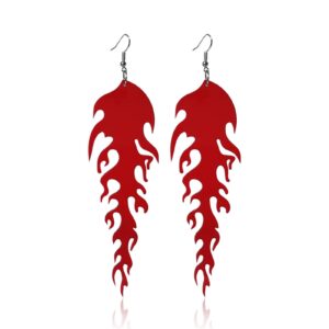 transparent acrylic flame dangle earrings dainty multicolor earrings punk rock hip hop earrings for women jewelry(red)