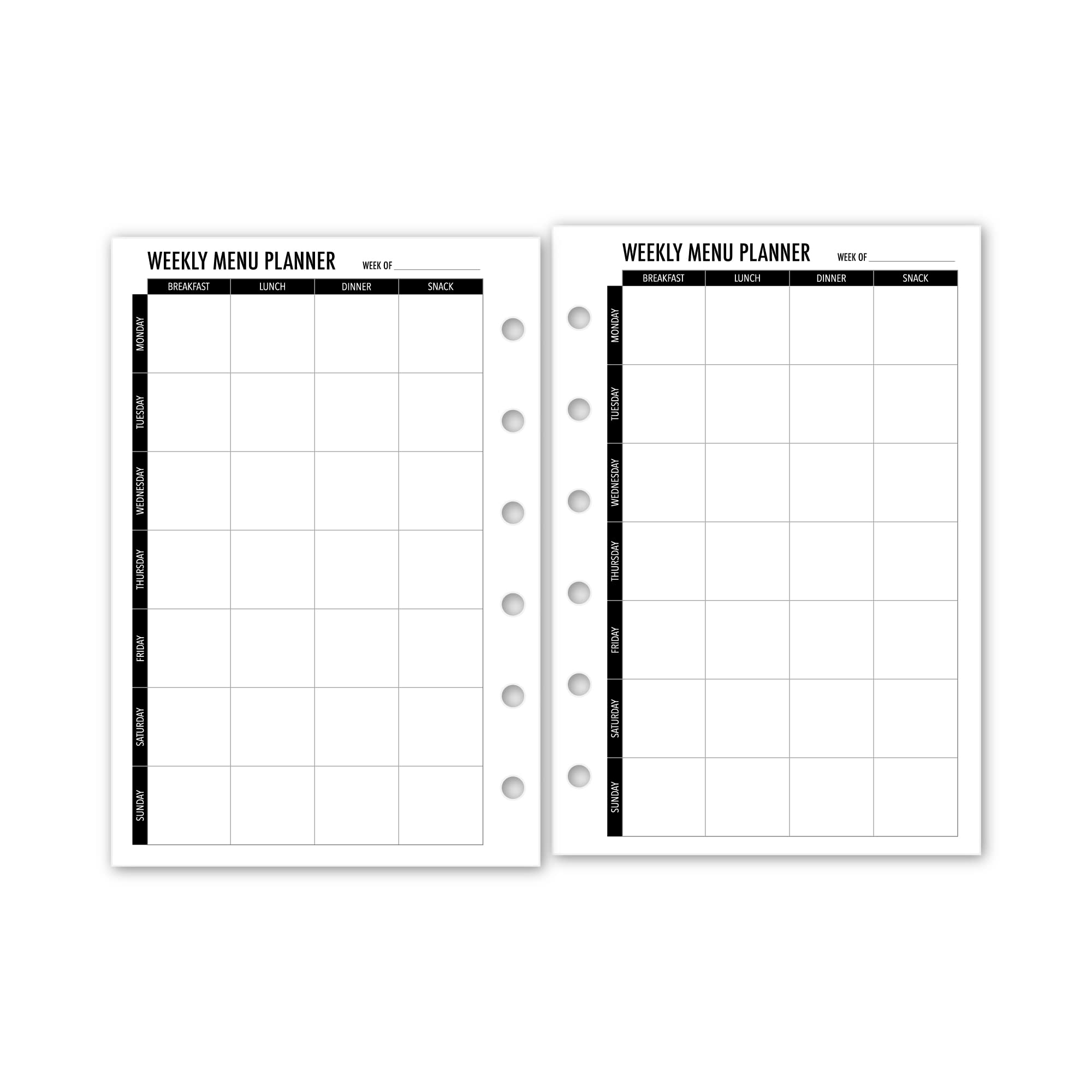 Pocket Menu Planner Planner Insert Refill, 3.2 x 4.7 inches, Pre-Punched for 6-Rings to Fit Filofax, LV PM, Kikki K, Moterm and Other Binders, 30 Sheets Per Pack