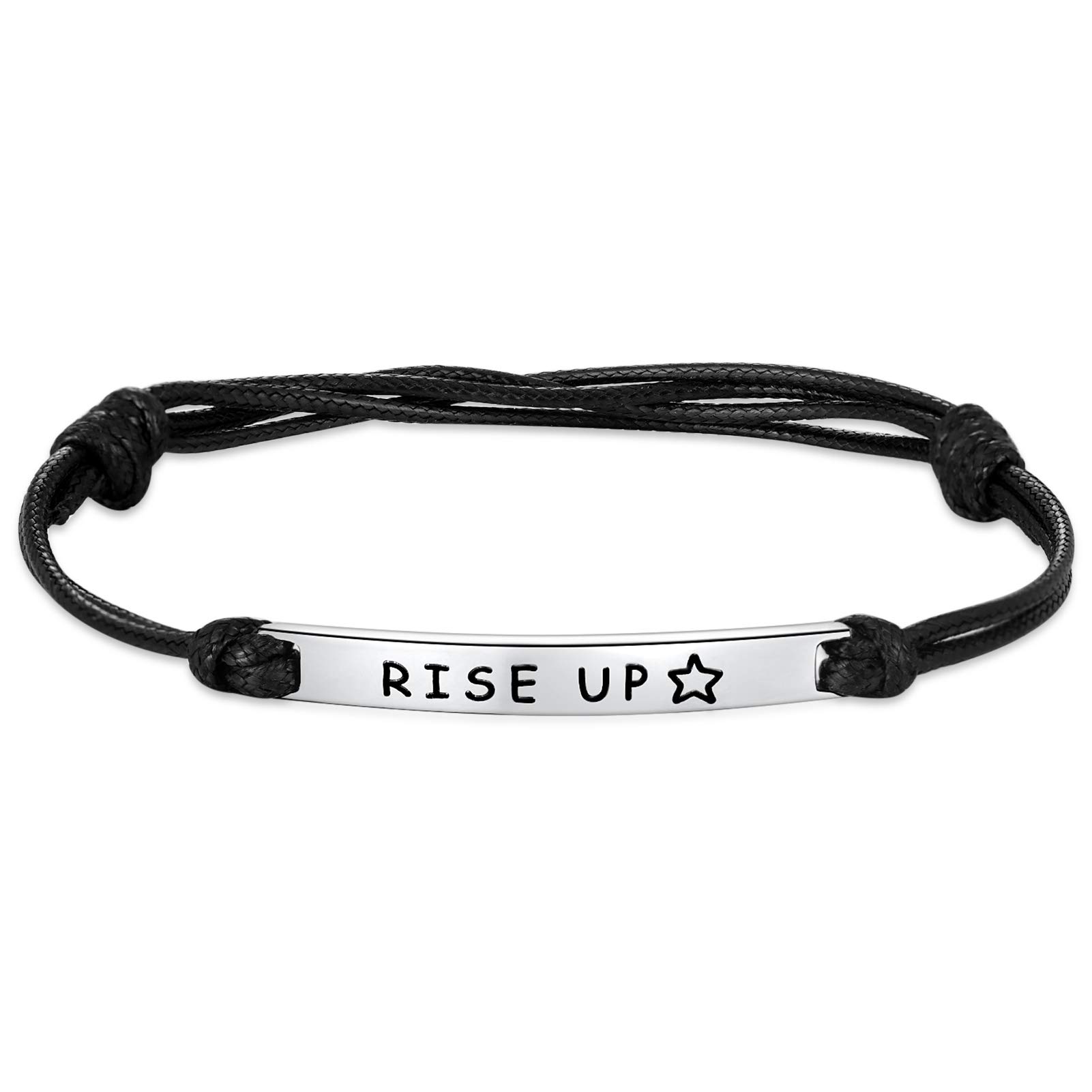 Kvekstio Hamilton Broadway Musical Gifts Engraved Rise Up Black Cord Rope Leather Bracelet Adjustable