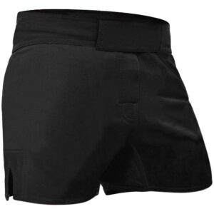 Roar Women's MMA Fight Shorts, BJJ, Muay Thai, WOD, NOGI, Kickboxing, Wrestling, MMA (Simple-Black, Medium)