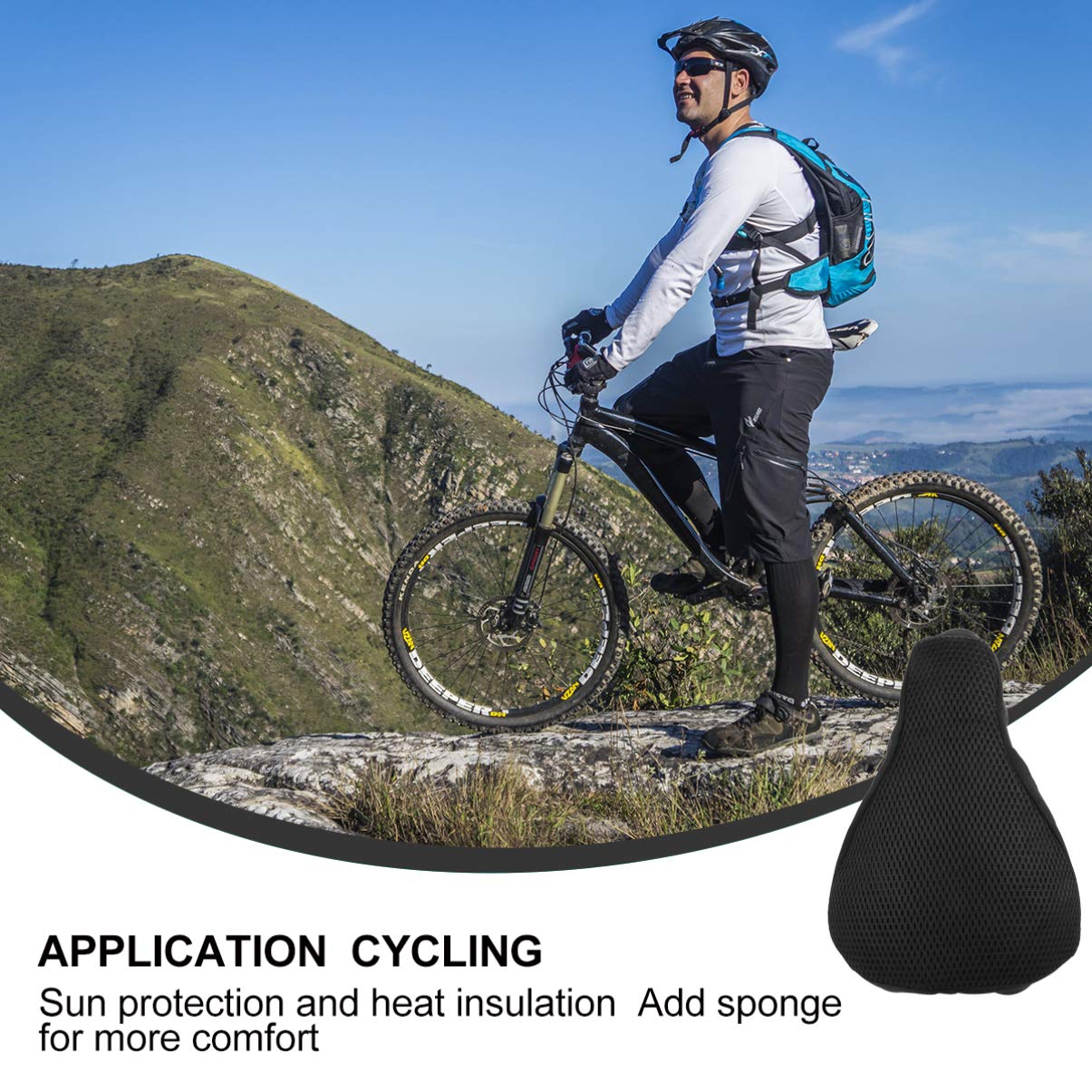 BESPORTBLE Exercise Bike Exercise Bike 3d Mesh Saddle Cover Bike Cover Comfortable Soft Sun Saddle Cushion Protector for Road Bikes Mountain Bike Cycling Black Saddle Pad Exercise Bikes Exercise Bikes