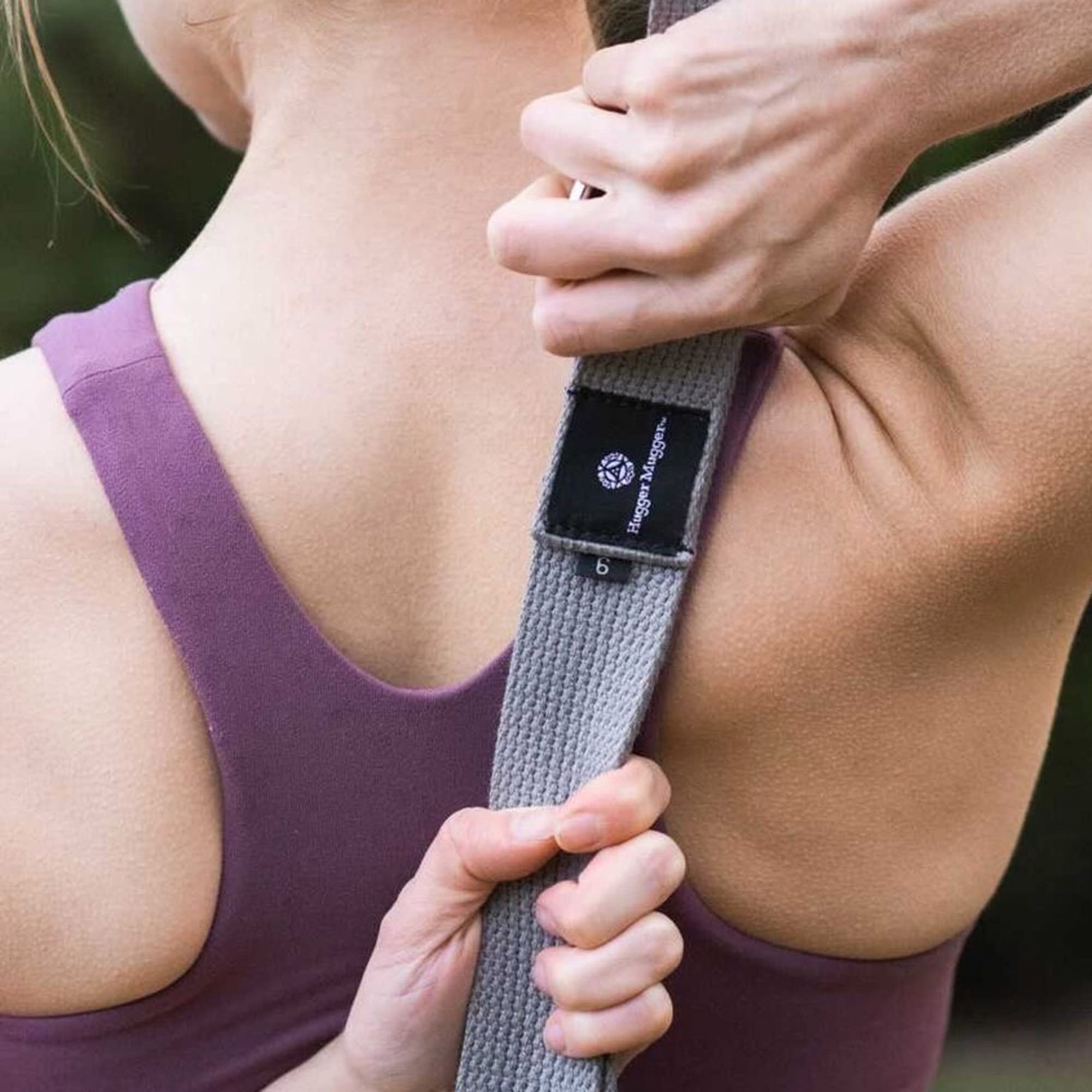 Hugger Mugger Quick-Release 10 ft. Yoga Strap - Gray - Super Strong Cotton, Easy to Attach and Release, Easily Adjustable