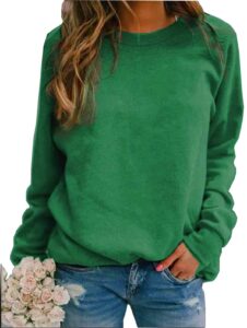 roselux women's crewneck raglan long sleeves shirts soft comfy casual sweatshirts st patrick's day tops green xl