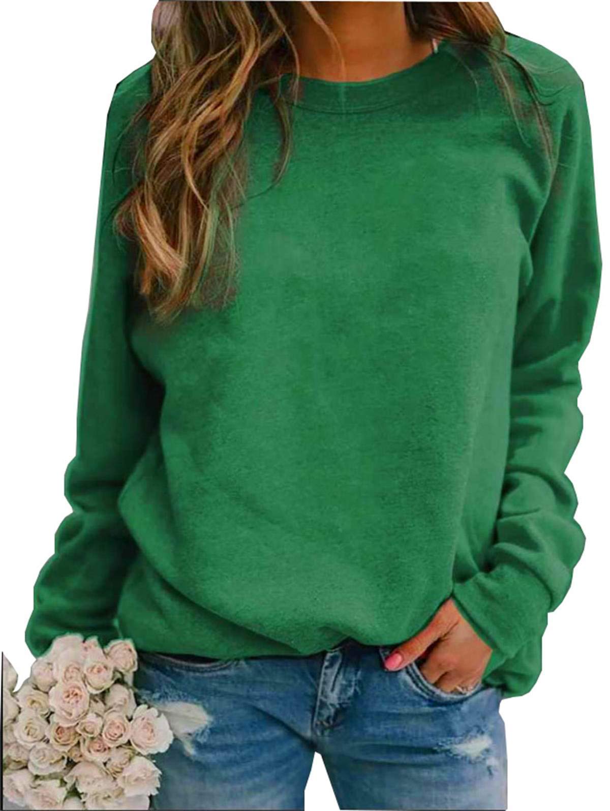 Roselux Women's Crewneck Raglan Long Sleeves Shirts Soft Comfy Casual Sweatshirts ST Patrick's Day Tops Green XL