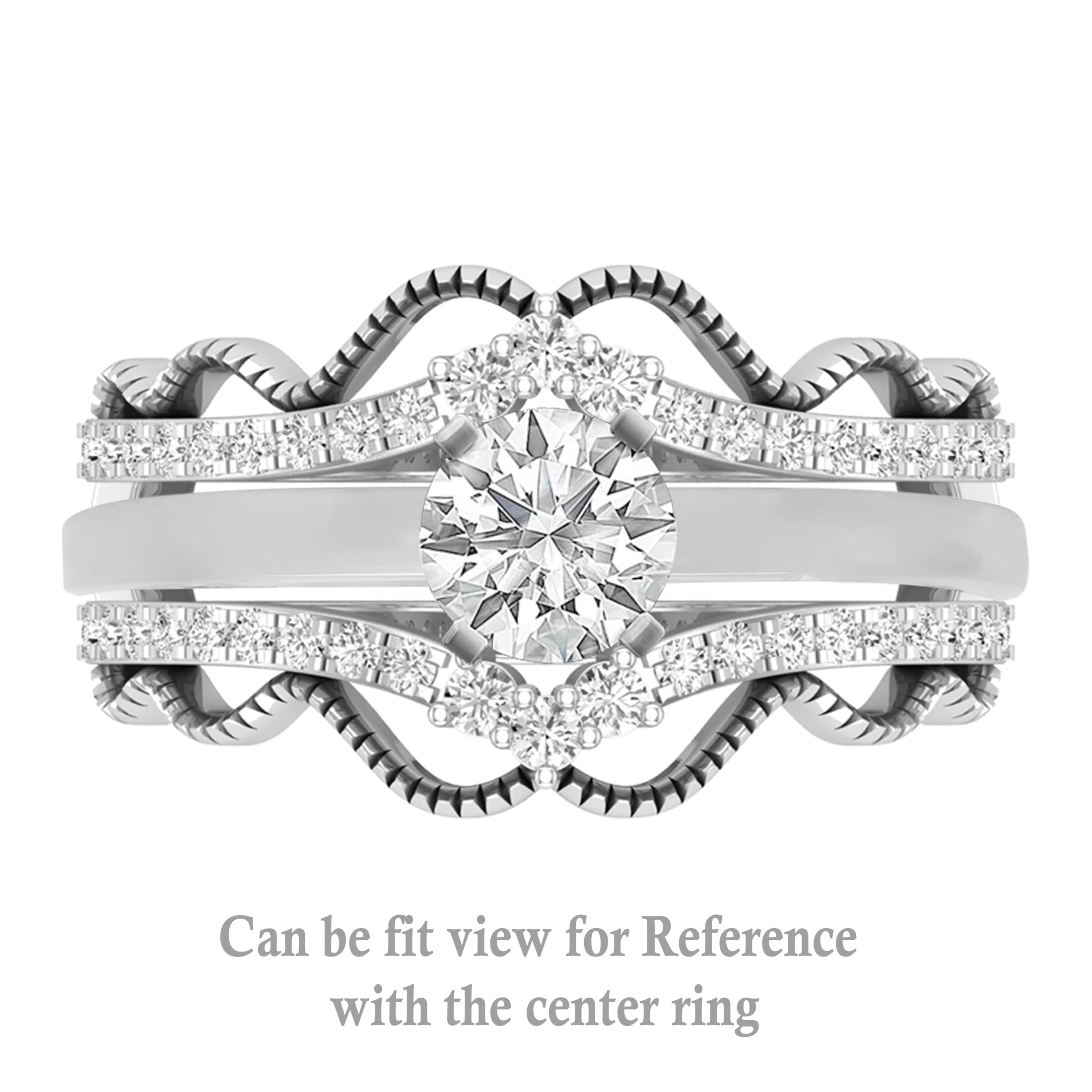 Dazzlingrock Collection 0.33 Carat (ctw) Round White Diamond Double Chevron Enhancer Guard Wedding Ring for Women in 925 Sterling Silver Size 9.5