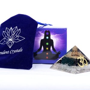 Orgone Pyramid Crystal -Orgonite Crystals -Black Tourmaline & Selenite-for Protection & Positive Energy-Crystal Pyramid for- Chakra Healing Meditation &Crystal Gifts-Orgonite Pyramid