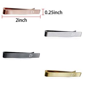 Initial Tie Clip-Skinny Tie Bar for Mens 4Pcs Tie Clips Personalized Suitable for Wedding Anniversary Business and Daily Life Come with a Black Gift Box