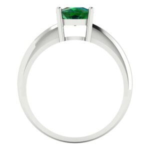 Clara Pucci 1.50 ct Cushion Cut Solitaire VVS1 Green Emerald Wedding Bridal Designer Anniversary Engagement Ring 14k White Gold 5.75