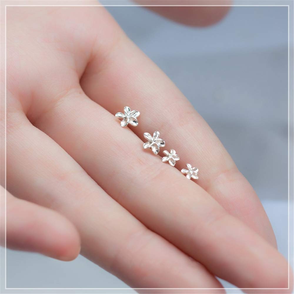 Dtja 3 Pairs Tiny Flower Stud Earrings Sterling Silver Set for Women Girls Cute Cartilage 20g Studs Tragus Post Pin Hypoallergenic Piercing Body Jewelry Christmas Valentine's Day Birthday Gifts