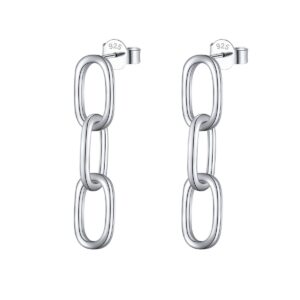 s925 sterling silver cuban link chain knot paperclip dangle drop earrings for women jewelry gift