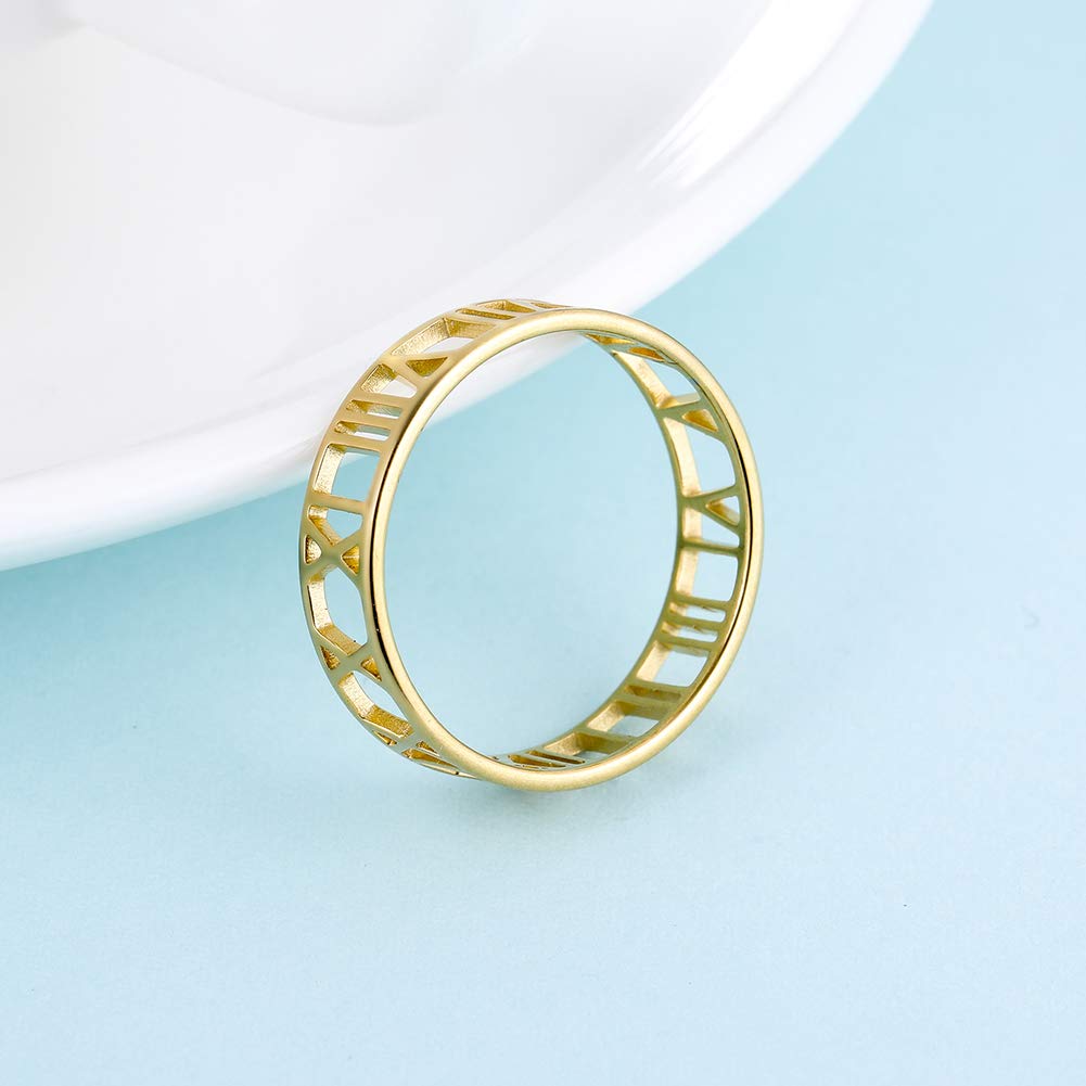 LONAGO Personalized Name Ring Engraved Name Initial Letters Band Ring Customized Name Band Ring for Women