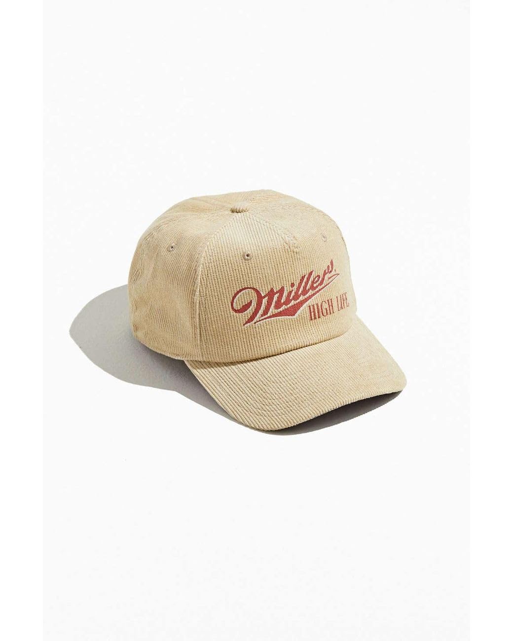 AMERICAN NEEDLE Miller High Life Beer Baseball Adjustable Dad Hat, Printed Corduroy, Khaki (MILLER-2006B-KHAK)