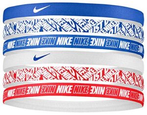 nike printed headbands 6pk (blue/white/red) - unisex