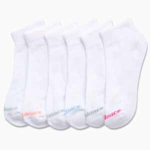 New Balance Womens Athletic Socks - Cushioned Quarter Cut Ankle Socks (6 Pack), Size 4-10, Solid White