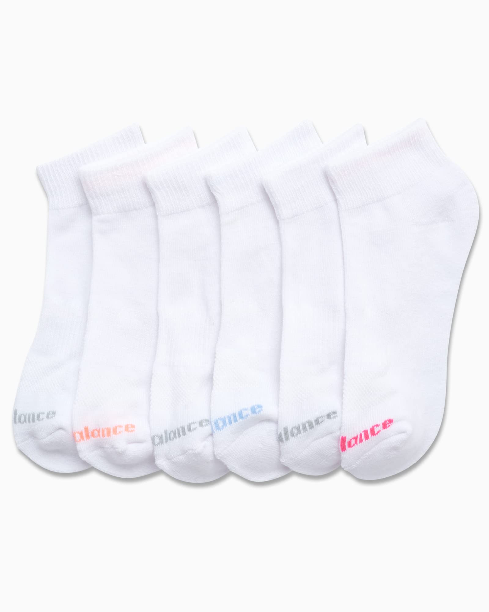 New Balance Womens Athletic Socks - Cushioned Quarter Cut Ankle Socks (6 Pack), Size 4-10, Solid White