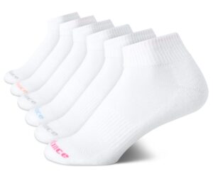 new balance womens athletic socks - cushioned quarter cut ankle socks (6 pack), size 4-10, solid white