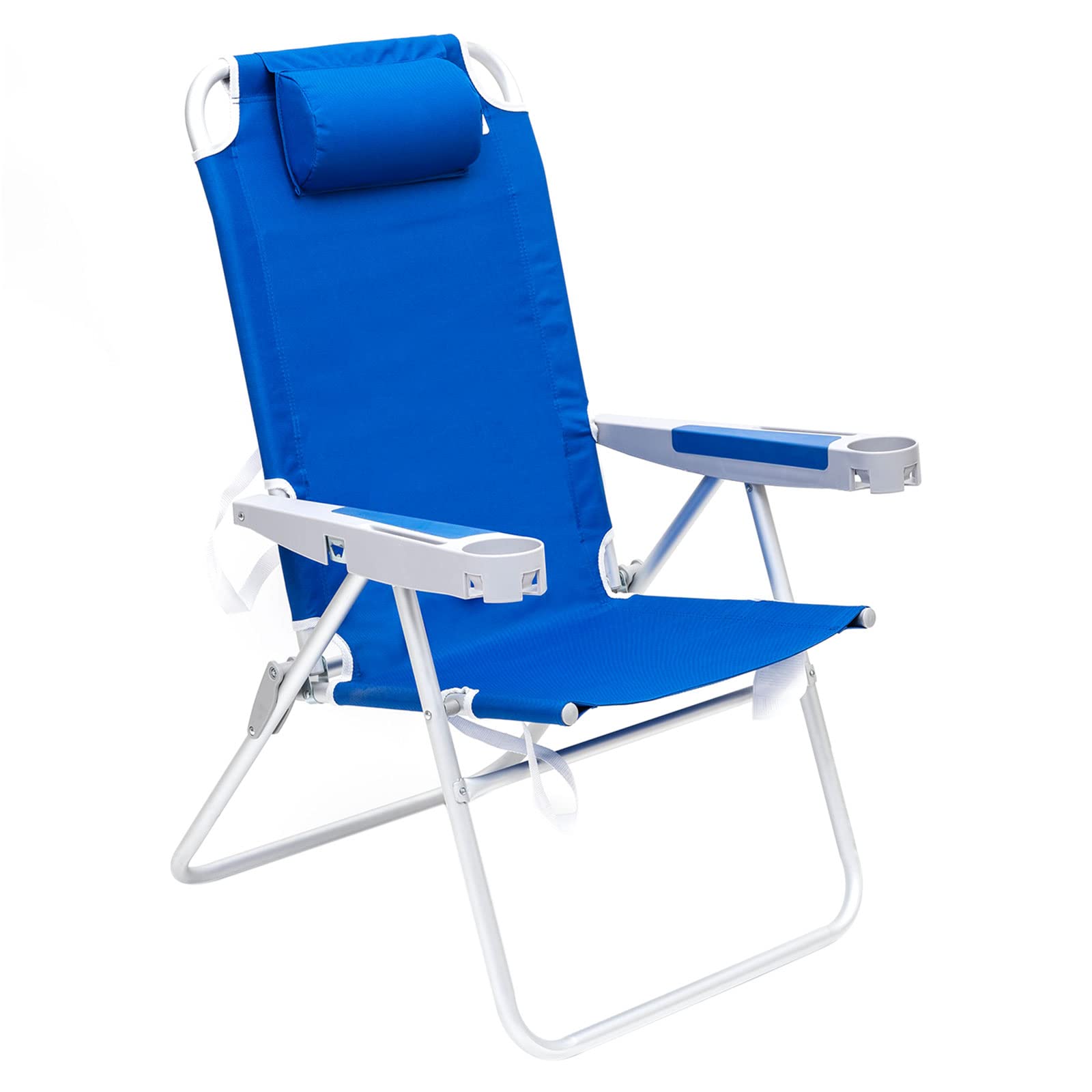 SUNNYFEEL Oversized Tall Folding Beach Chair Lightweight, 17" Portable Sand Chair for Adults Heavy Duty 500 LBS with Cup Holders, Foldable High Camping Lawn Chairs for Camp/Outdoor/Picnic/Sports