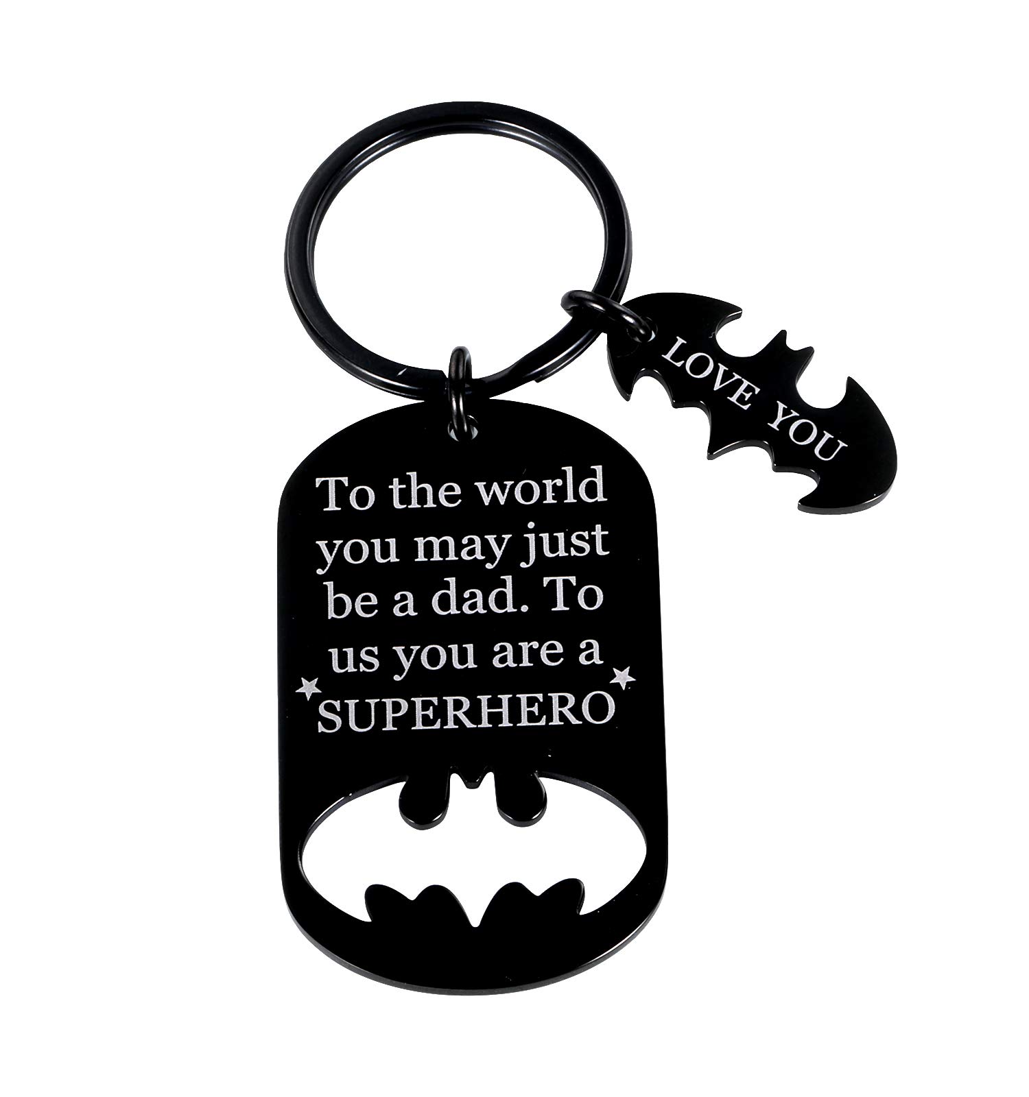 Fathers Gifts Dad Birthday Keychain for Daddy Step Dad to Be Husband from Daughter Son Wife Kids I Love You Key Ring Father of The Bride Step Father Figure Wedding Anniversary Men Him Black