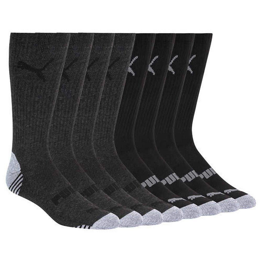 Puma Men's Crew Sock, 8 pair (Black) Fits Shoe Size (6-12)