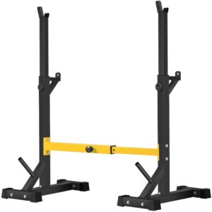 BangTong&Li Squat Rack Stand,Barbell Rack,Bench Press Rack Stand Home Gym Adjustable Weight Rack 550Lbs (Yellow)