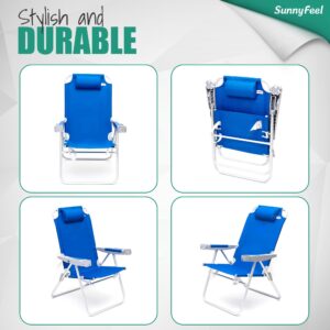 SUNNYFEEL Oversized Tall Folding Beach Chair Lightweight, 17" Portable Sand Chair for Adults Heavy Duty 500 LBS with Cup Holders, Foldable High Camping Lawn Chairs for Camp/Outdoor/Picnic/Sports