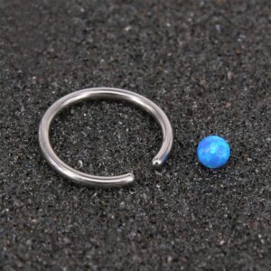 Piercingpops 4PCS 16G Opal Nose Ring Stainless Steel Captive Bead Septum Ring Helix Cartilage Earrings Hoop Piercing Jewelry (16G- 10mm Diameter)