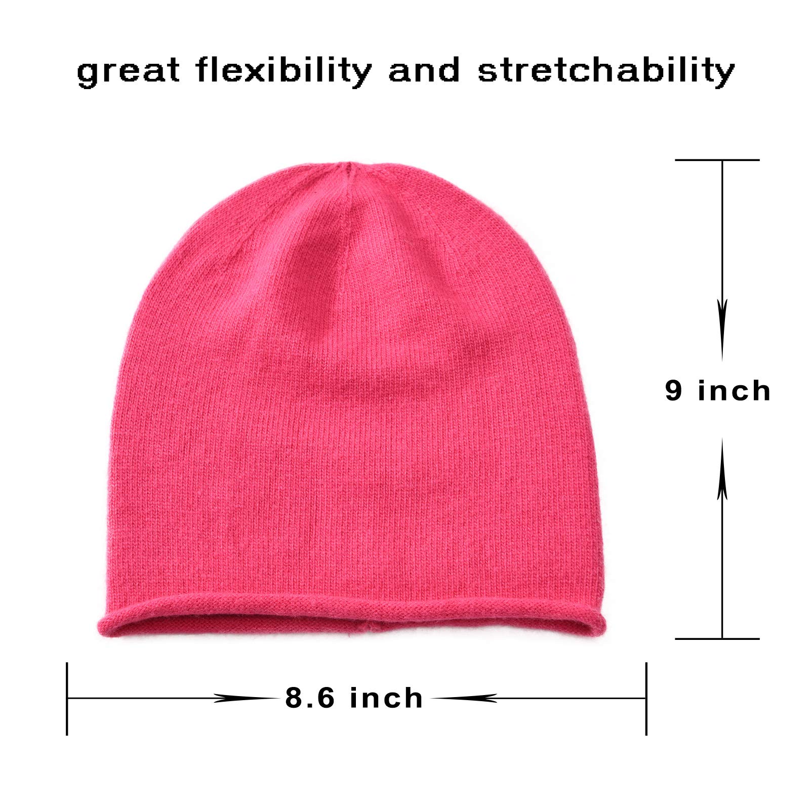 jaxmonoy Winter Cashmere Knit Beanie Hat for Women, Wool Warm Soft Knitted Slouchy Skully Beanie Cap - Rose