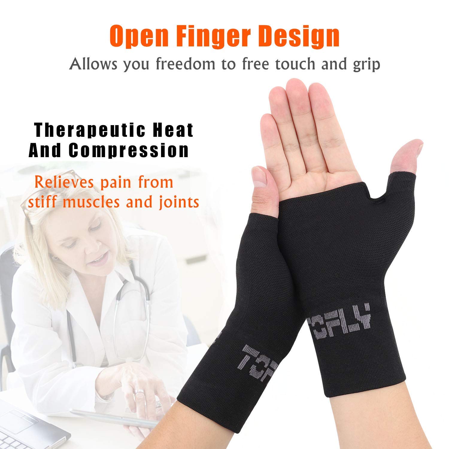 Thumb and Wrist Support for Joint Pain, Tendonitis, Sprain, Hand Instability, Compression Wrist Sleeves with Thumb Support