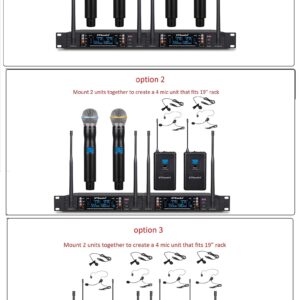 GTD Audio 2x100 Adjustable Channels UHF Wireless Microphone, Rang up to 400fts DJ Karaoke System w/Metal Mics (2 Hand Mics)