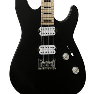 GoDpsMusic 6 String Sawtooth ST-M24 Electric Guitar, Right Handed Satin Black (ST-M24-SBK)