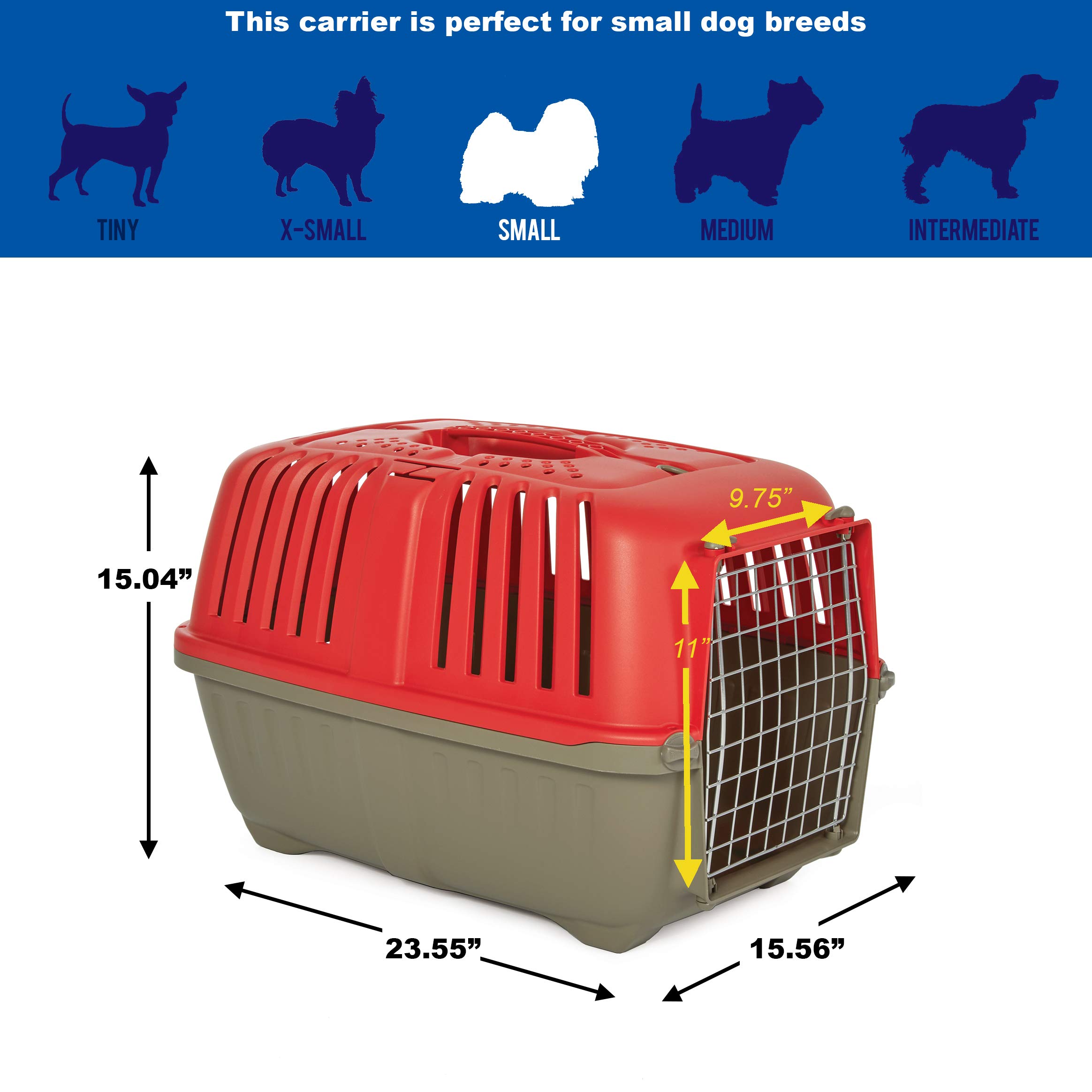 MidWest Homes for Pets Spree Travel Pet Carrier, Dog Carrier Features Easy Assembly and Not The Tedious Nut & Bolt Assembly of Competitors, Red, 24-Inch Small Dog Breeds (1424SPR)