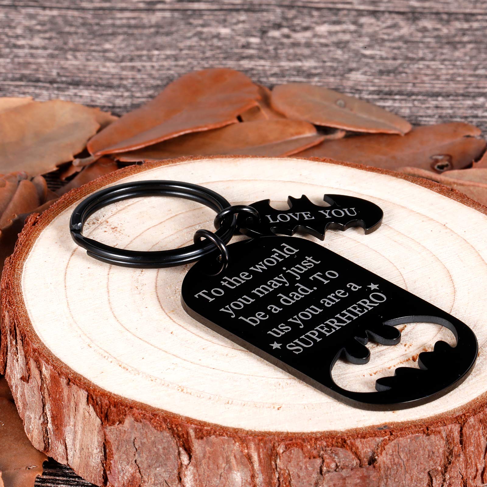 Fathers Gifts Dad Birthday Keychain for Daddy Step Dad to Be Husband from Daughter Son Wife Kids I Love You Key Ring Father of The Bride Step Father Figure Wedding Anniversary Men Him Black