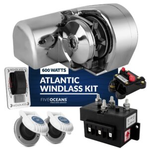 Five Oceans Horizontal Windlass Anchor System, Windlass Atlantic 600 Watts, 12V DC, Max Limit Pulling Power 1200 Lb, Solenoid, 60A Circuit Breaker, Up/Down Foot Switch and Rocker Switch - FO3930