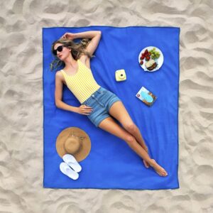 CGEAR Sandlite – Patented Sand-Free Beach Mat – Multi Use Outdoor Camping Mat, Picnic Blanket, Exercise Stretching Mat – Rollup Compact - Sky Blue (Medium)