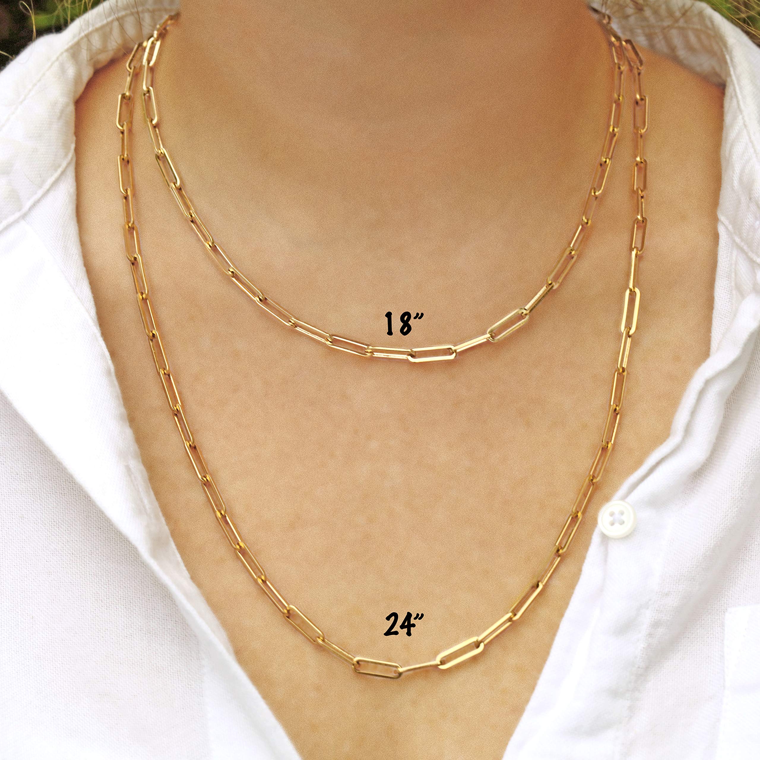 STONEMINT 18k Warm Yellow Gold-Plated 4.8mm Paperclip Link Chain Necklace - 24"