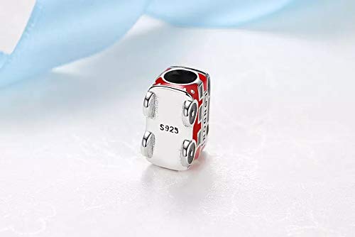 ARTCHARM London Double Decker Bus Charm 925 Sterling Silver with Red Enamel, Travel/DIY Charms-Peaceful Theme, Memorable Gifts for Volunteer (London Bus)