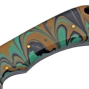 SZCO Supplies 8"" Damascus Steel Camo Firestorm Hunting Knife with Sheath, Teal/tan (DM-1251CM)