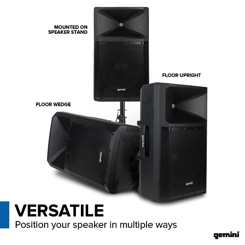 Gemini Sound GSP-2200: Elite 2200W 15" Active DJ PA Speaker with Bluetooth Stereo, Integrated 3-Channel Mixer, and Durable Design – Ideal for Music Hobbyists and Part-Time DJs