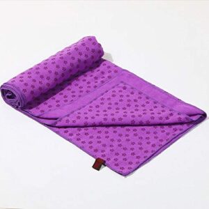 IntoBetterLife IBL-Yoga Towel, Hot Yoga Mat Towel - Sweat Absorbing Non-Slip for Hot Yoga, Pilates and Workout, 24x72 inches with Grip Dots (Purple)