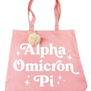 Sorority Shop Alpha Omicron Pi Retro Pom Pom Tote Bag