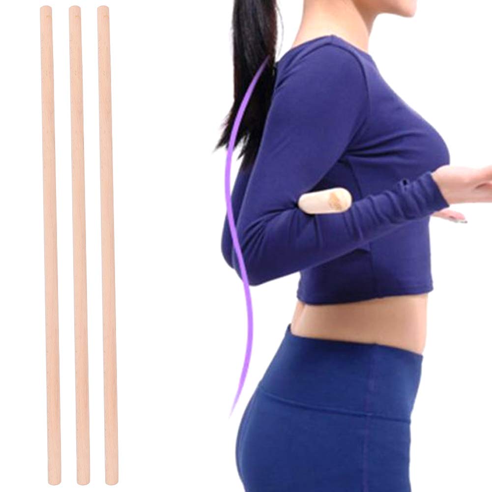 Dilwe Wood Yoga Stick, 3Pcs Open Shoulder Stick Yoga Fitness Yoga Assist Yoga Accessory, 70cmYoga Supplies