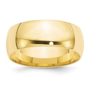 10k yellow gold 8mm lightweight comfort fit wedding band ring fine jewelry for women gifts for her, size 10.5