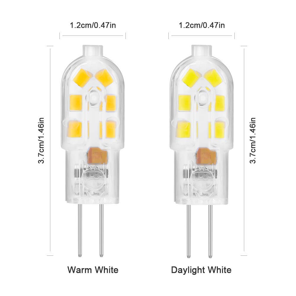 X-Molin Bipin led Bulb 12v G4 Light Bulb, Warm White 3000K 5Pack JC Bi Pin Bulb AC/DC 12v led Bulbs for rv Interior, MR11 G4/GU4/GZ4 T3 Halogen Track Bulb Replacement Landscape Bulbs