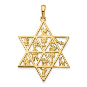 14k yellow gold star of david 12 tribes pendant fine jewelry for women gifts for her