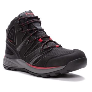 Propét Men's Veymont Waterproof Hiking Boots, Black/Red, 10.5 XX-Wide US