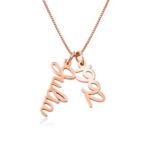 MYKA Personalized Vertical Name Necklace in Cursive in Sterling Silver 925 / Gold Plating - Classic Delicate Jewelry Gift for Her (18K Rose Gold Plated Silver 925)